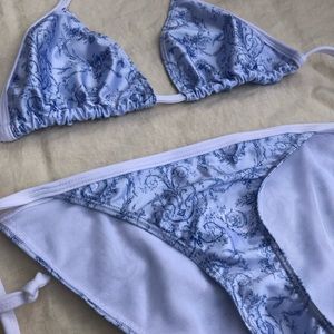 Size small blue toile de jouy bikini